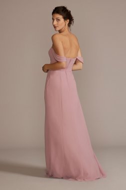 Chiffon Cowl Off-the Shoulder Bridesmaid Dress F20538
