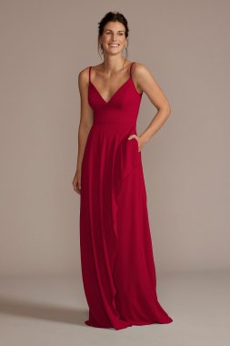 Chiffon V-Neck Cascade Skirt Bridesmaid Dress F20540