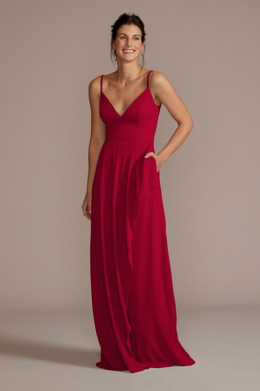 Chiffon V-Neck Cascade Skirt Bridesmaid Dress F20540