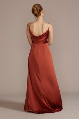 Stretch Charmeuse Cowl Back Bridesmaid Dress F20546