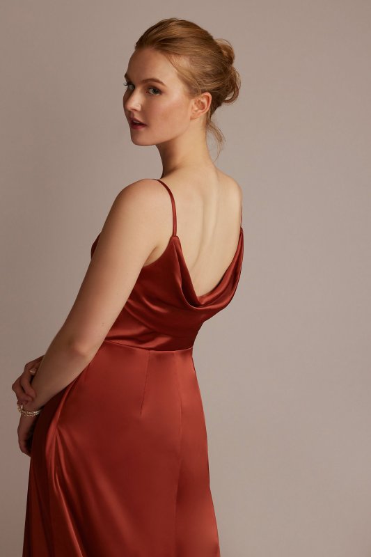 Stretch Charmeuse Cowl Back Bridesmaid Dress F20546