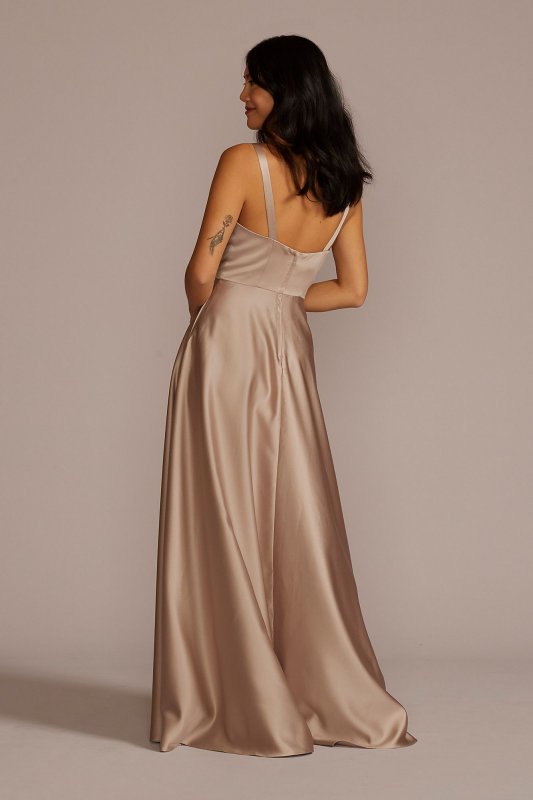 Satin Sleeveless Boatneck Bridesmaid Dress F20554