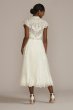 Embroidered Mock Neck Tea-Length Wedding Dress MIDMS251205