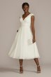 Lace Illusion Back Chiffon Tea Length Wedding Gown MIDWG4011DB