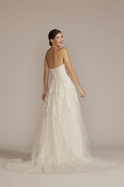 Strapless Beaded Glitter Tulle Wedding Gown MS251251