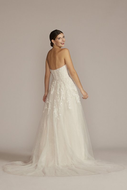 Strapless Beaded Glitter Tulle Wedding Gown MS251251