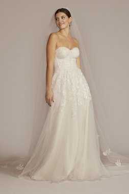 Strapless Beaded Glitter Tulle Wedding Gown MS251251
