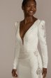 Long Sleeve Crepe Mermaid Gown with Illusion Sides SWG919