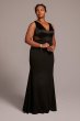 Plus Size Long Crepe Sheath Gown with Cutouts VW21012DW