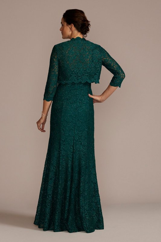Floor Length Lace Sheath with Bolero Jacket WBM2530