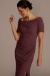 Long Crepe Off the Shoulder Sheath with Skirt Slit WBM2739