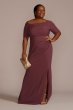 Plus Crepe Off the Shoulder Sheath with Skirt Slit WBM2739W
