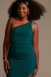 Long One Shoulder Crepe Dress with Leg Slit WBM2741