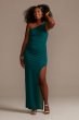 Long One Shoulder Crepe Dress with Leg Slit WBM2741