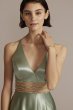 Satin Prom Gown with Embellished Illusion Waist WBM2776