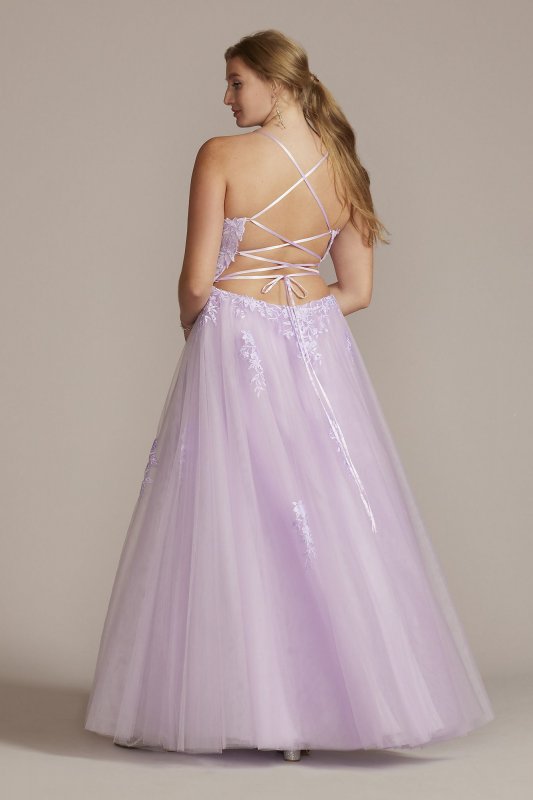 Plus Size Embroidered Lace Tulle A-Line Dress WBM2780W