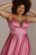 Plus Size V-Neck Crystal Embellished A-Line Gown WBM2783W