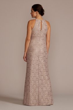 Stretch Lace Sheath Dress with Embellished Keyhole WBM2830