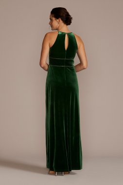 Embellished Velvet Sheath Dress with Keyholes WBM2833