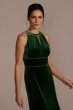 Embellished Velvet Sheath Dress with Keyholes WBM2833