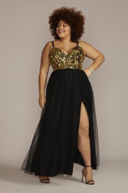 Plus Size A-Line Dress with Mosaic Bodice WBM2835W