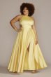 Plus Satin Halter A-Line with Illusion Cutouts WBM2864W