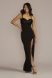 Spaghetti Strap Crepe and Satin Sheath with Slit WBM3020