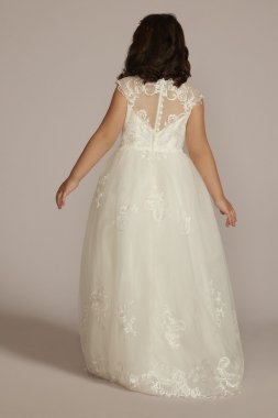 Mock Neck Lace Applique Flower Girl Dress WG1455