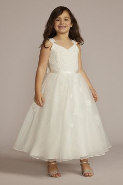 Floral Lace Tea Length Flower Girl Dress WG1459