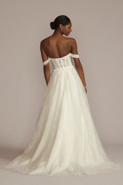 Floral Applique Corset Bodice Wedding Gown WG4051