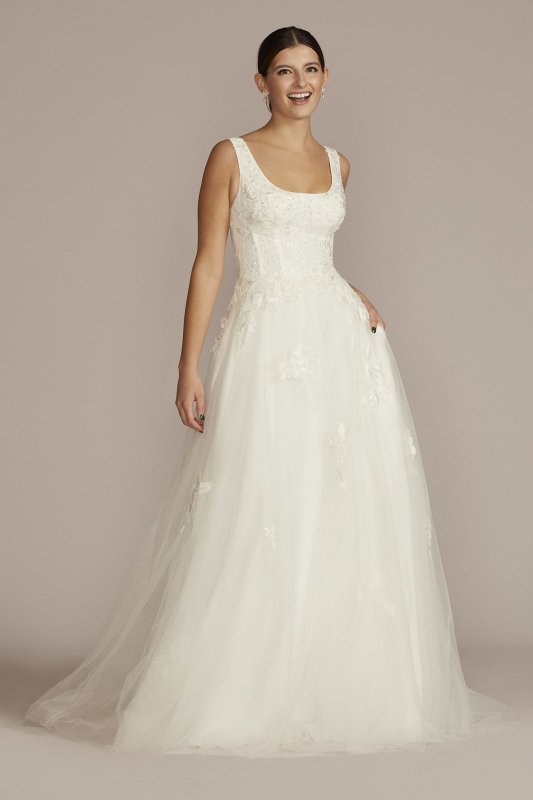 Floral Scoop Neck Sleeveless Wedding Gown WG4062