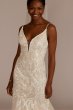 Plunging V-Neck Wedding Gown with Godet Skirt WG4064