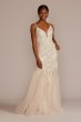 Plunging V-Neck Wedding Gown with Godet Skirt WG4064