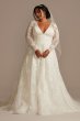 Lace Long Sleeve Open Back Tall Plus Wedding Dress 4XL8CWG893