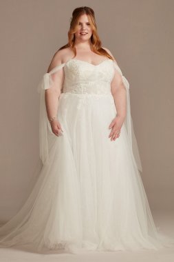 Convertible Straps Draped Tall Plus Wedding Dress 4XL8LSMS251246