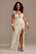 3D Floral Tall Plus Wedding Dress with High Slit 4XL9MBSWG886