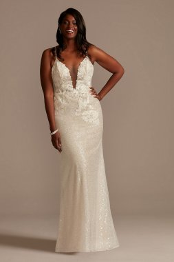 Sequin Removable Train Tall Plus Wedding Dress 4XL9SWG882