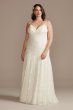 Low Back Tall Plus Wedding Dress with Fringe Swags 4XL9WG4024