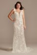 3D Floral Plunge Petite Bodysuit Wedding Dress 7MBSWG885