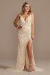 Beaded Plunge Petite Wedding Dress with High Slit 7MBSWG887