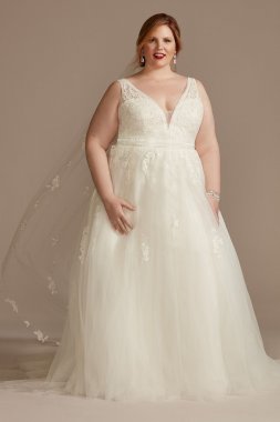Embroidered Plus Size Tulle Skirt Wedding Dress 8CWG888