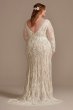 Illusion Plunge Sleeved Plus Size Wedding Dress 8MS251247