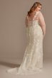 3D Floral Applique Plunge Plus Size Wedding Dress 9LSSWG885