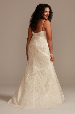 Beaded Plunge Plus Size Wedding Dress with Slit 9MBSWG887