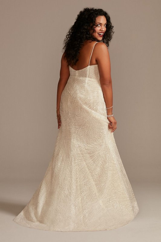 Beaded Plunge Plus Size Wedding Dress with Slit 9MBSWG887