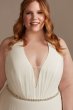 Chiffon Halter Bead Waist Plus Size Wedding Dress 9WG4014