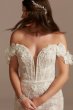 3D Floral Applique Plunge Bodysuit Wedding Dress MBSWG885