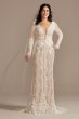 Illusion Plunge Long Sleeve Lace Wedding Dress MS251247