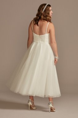 Corded Lace Corset Bodice Dress with Tulle Skirt SDWG0891