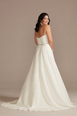 Chiffon Halter Plunge Beaded Waist Wedding Dress WG4014